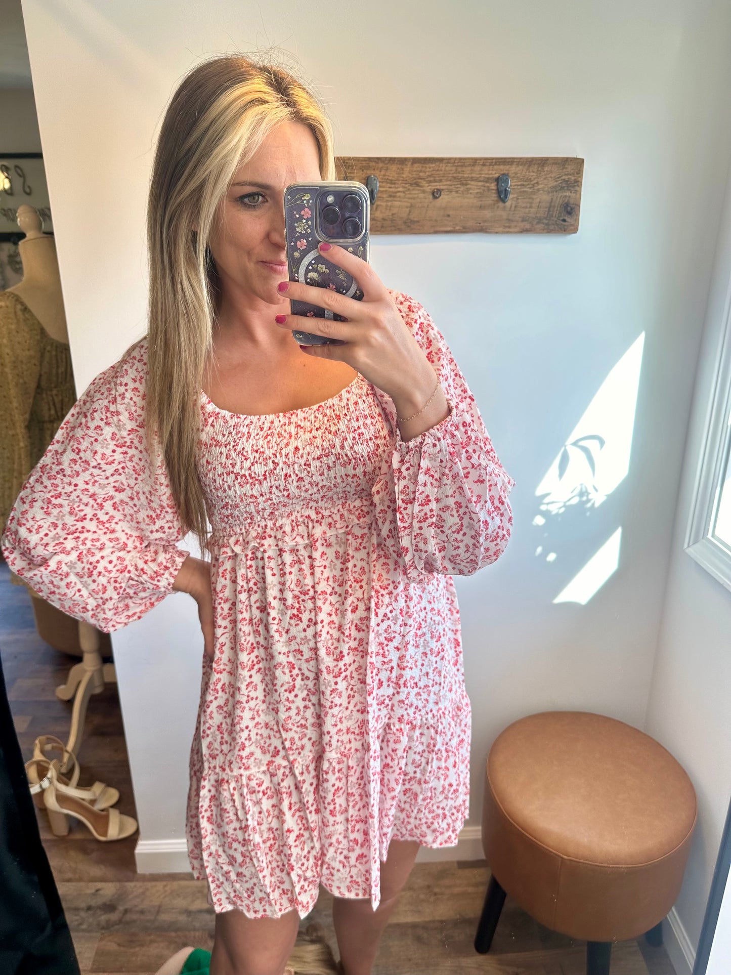 Boho Red Floral Dress