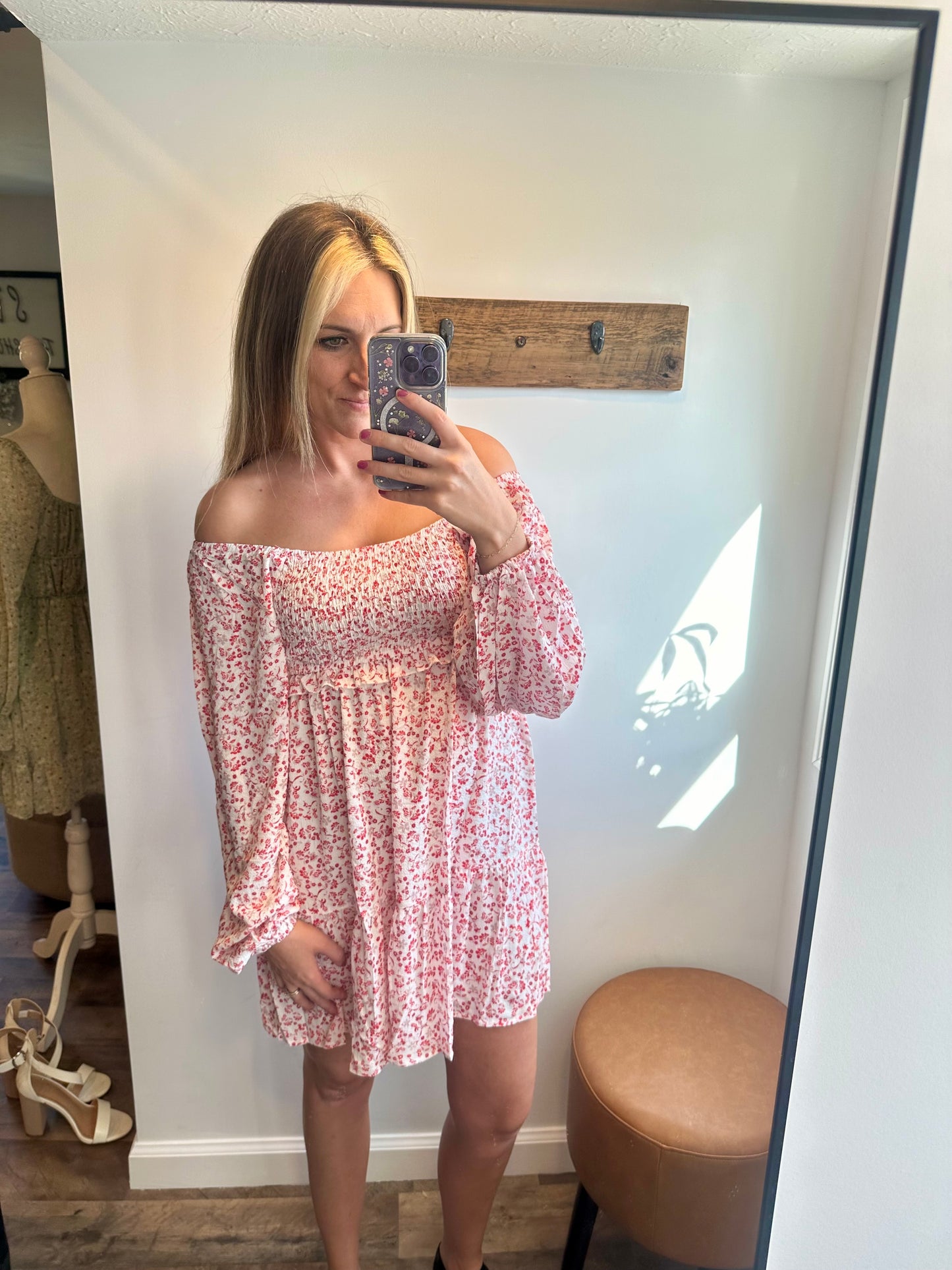 Boho Red Floral Dress