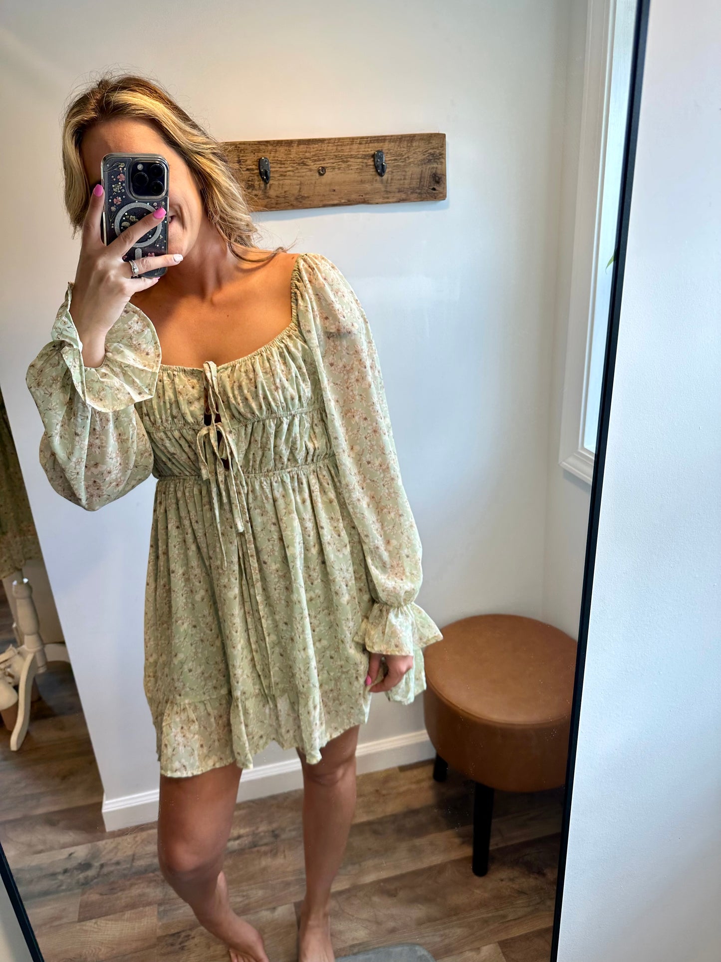 Sage Floral Dress