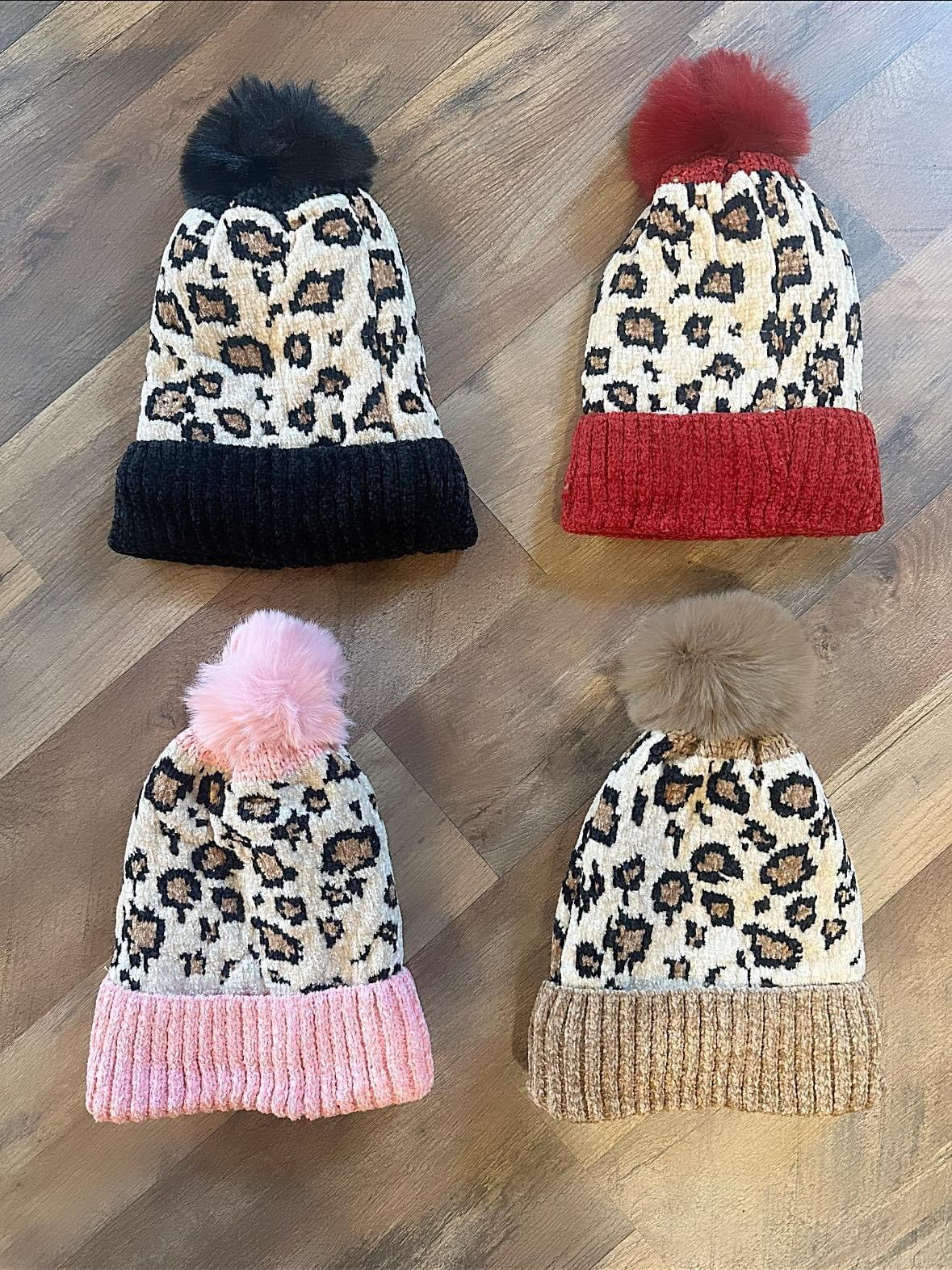 Leopard Sherpa Kids Hats