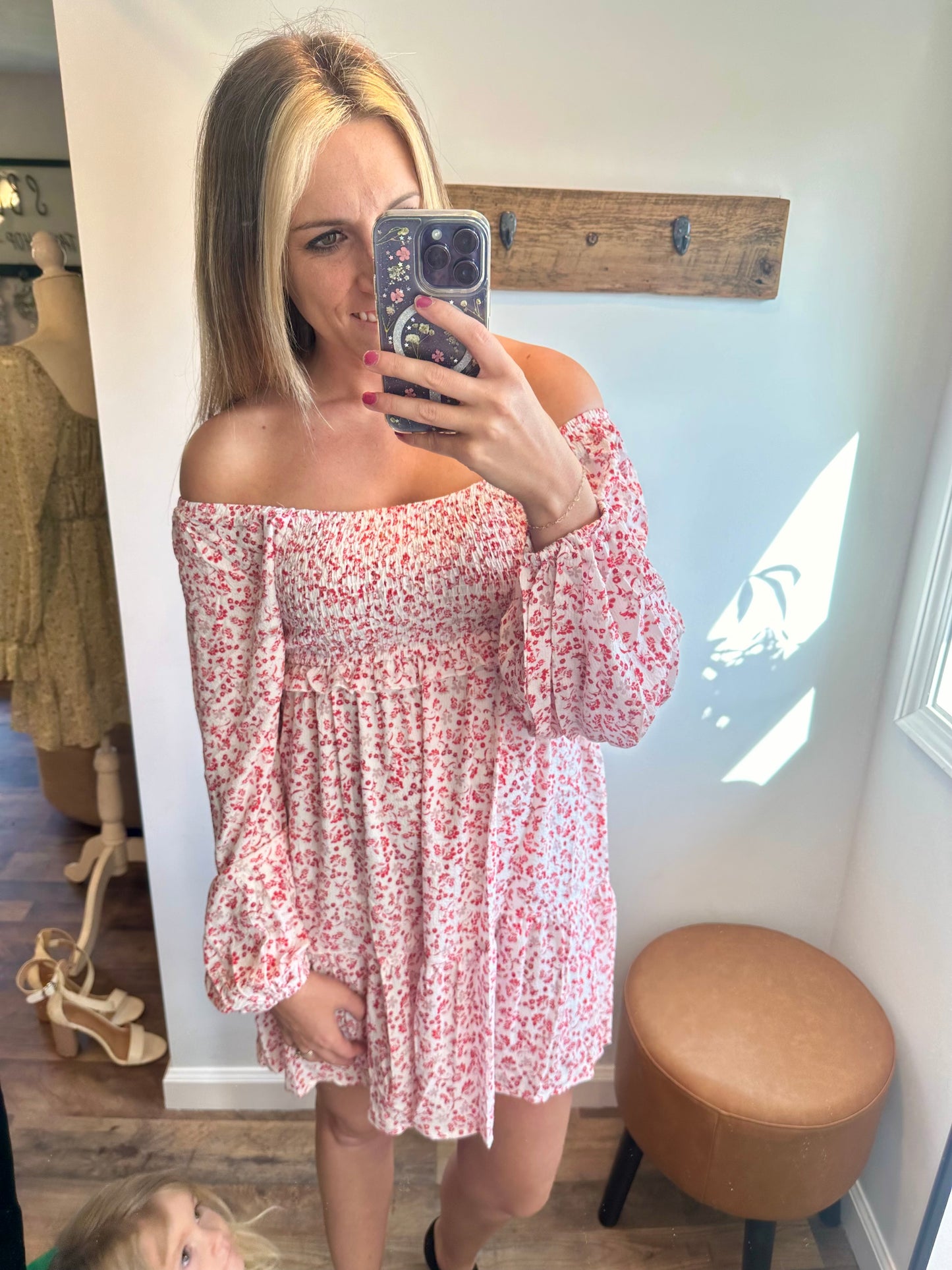 Boho Red Floral Dress