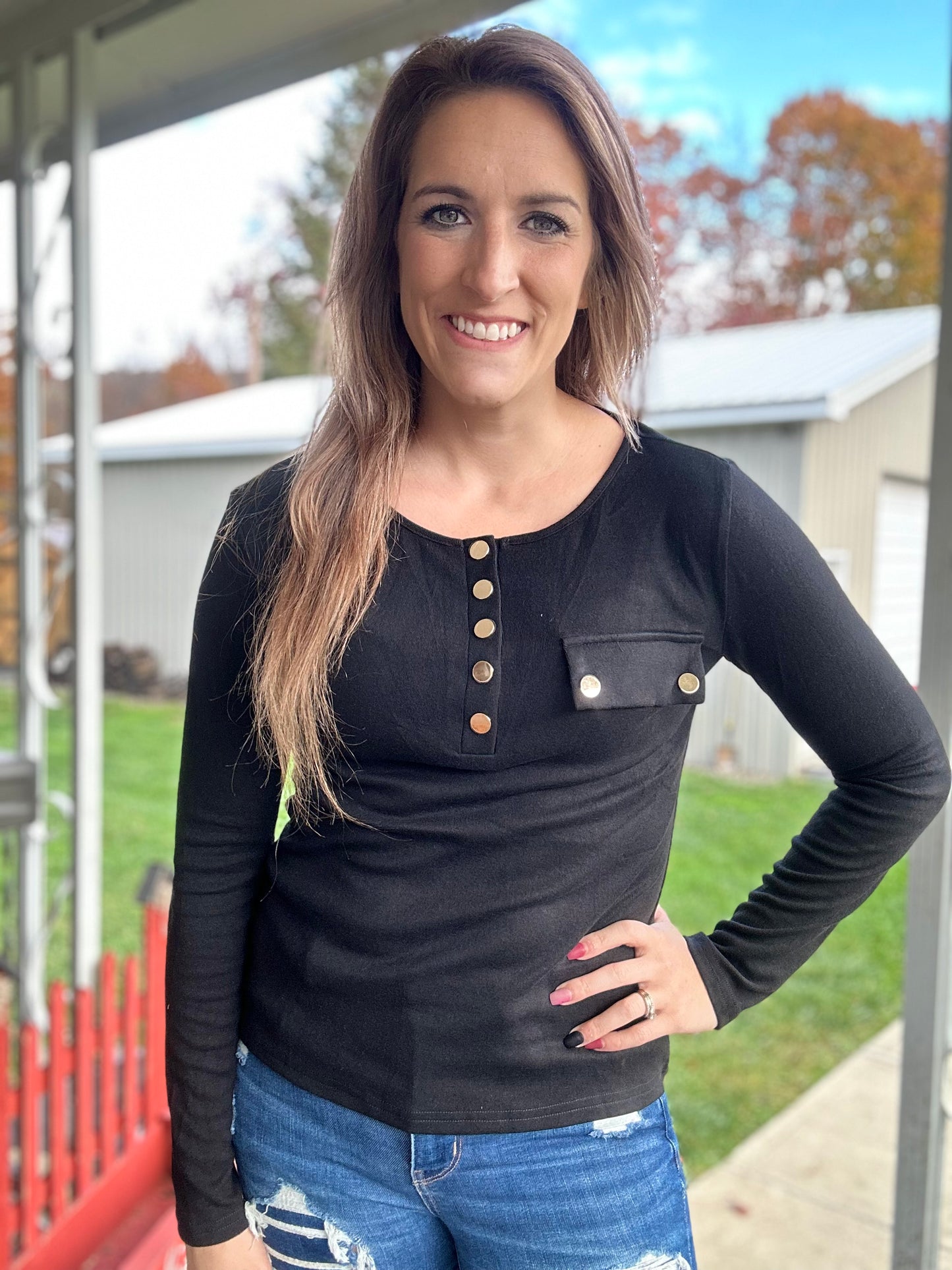 Gold Button Henley