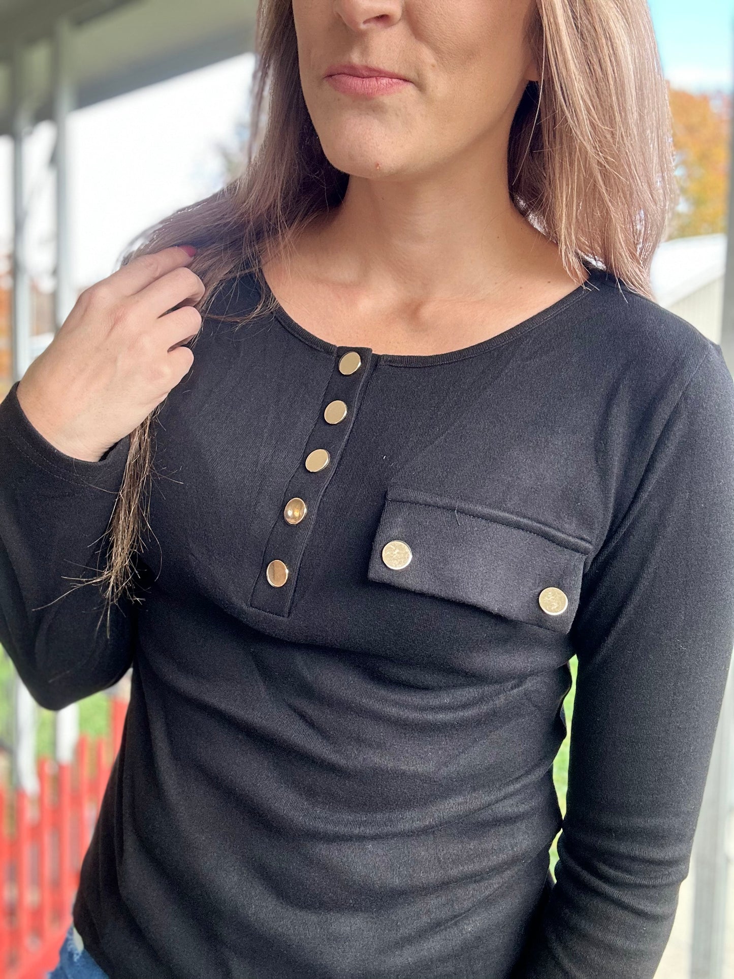 Gold Button Henley