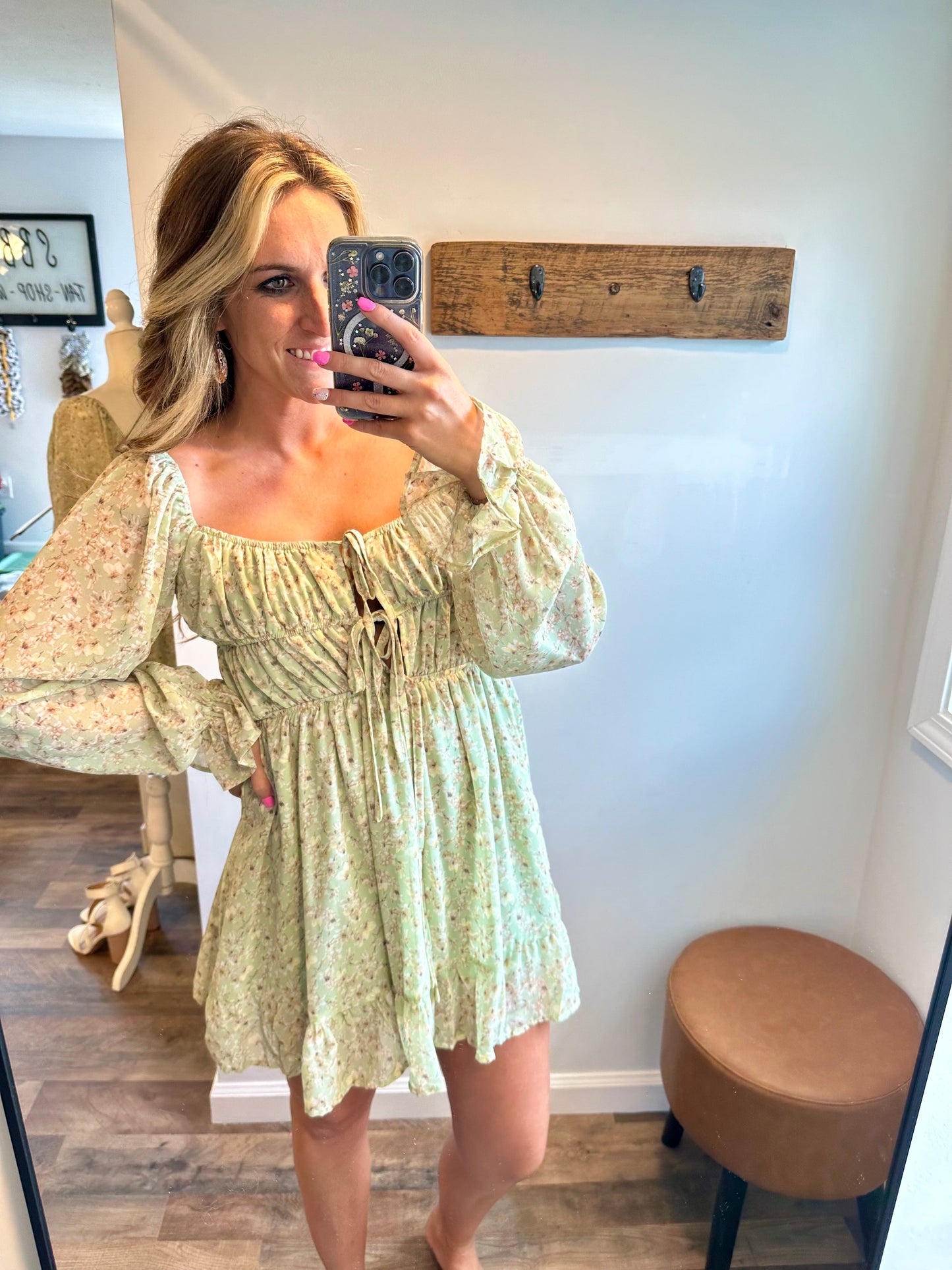 Sage Floral Dress