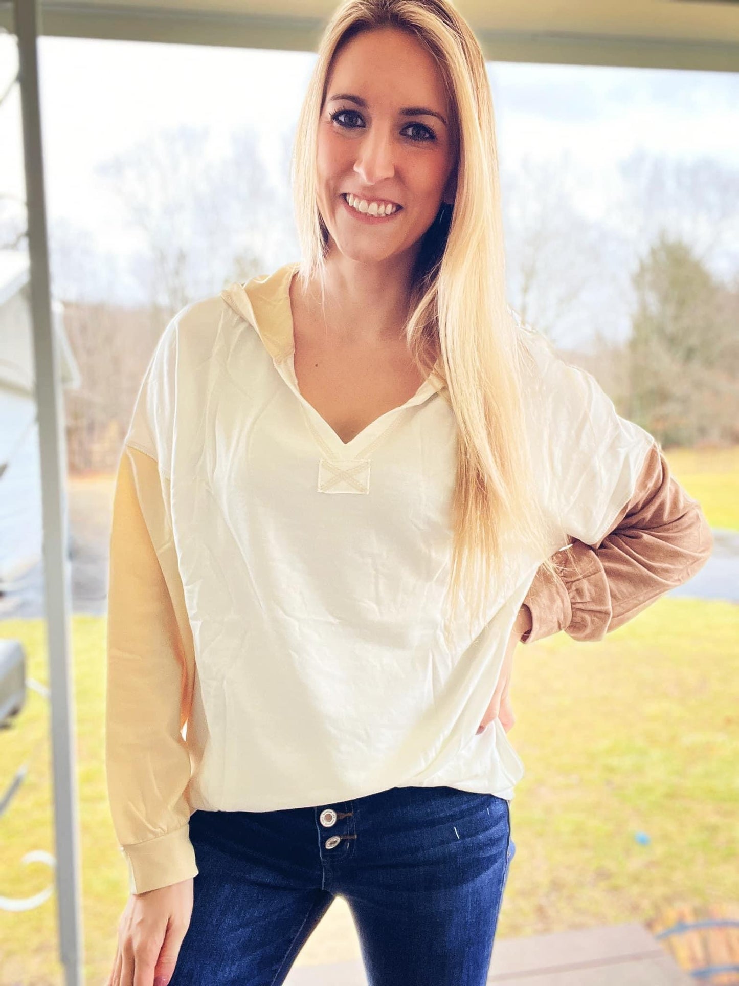 Khaki Colorblock Hoodie