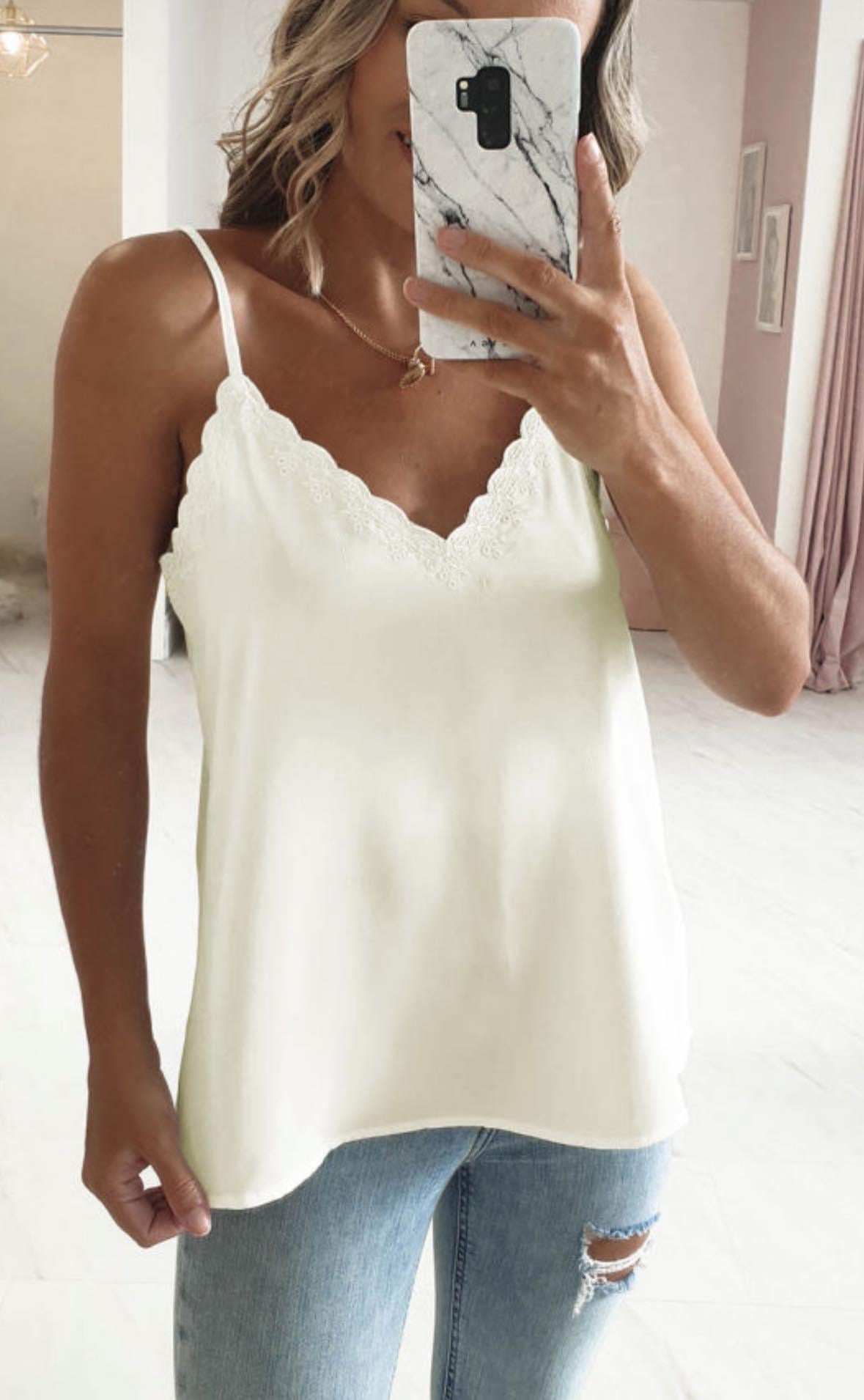 Scalloped V Neck Tank