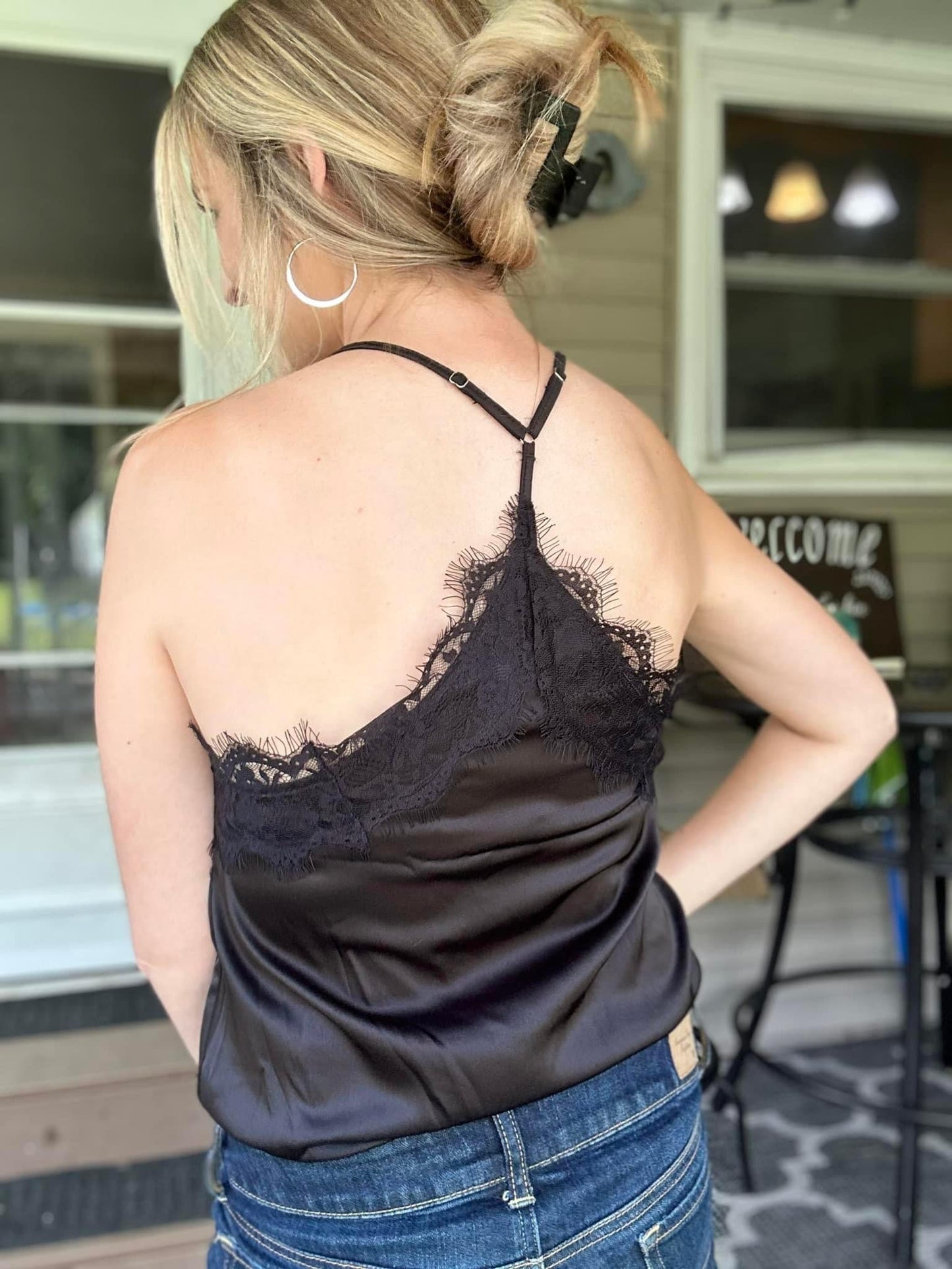 Satin Lace Tank Bodysuit