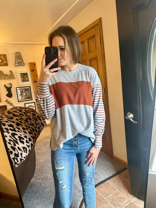 Gray Striped Long Sleeve