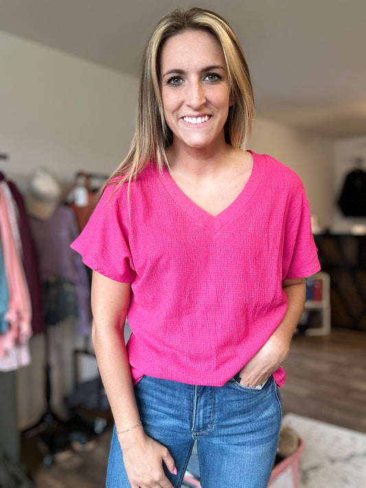 Hot Pink Tee Blouse