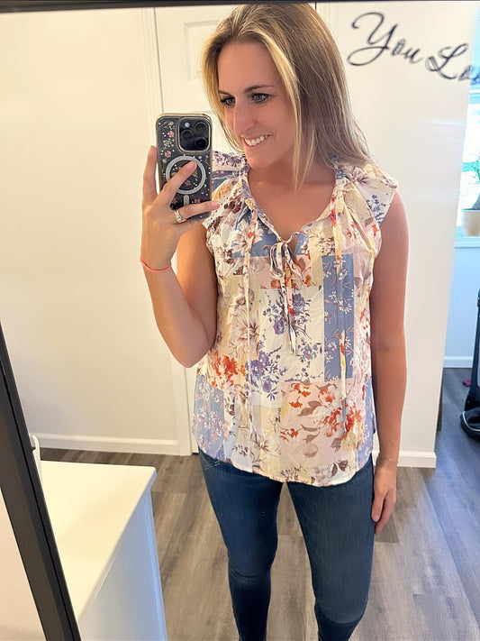 Floral Colorblock Blouse