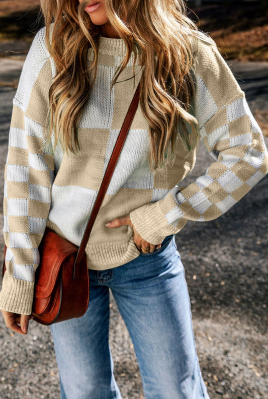 Checkered Print Sweater