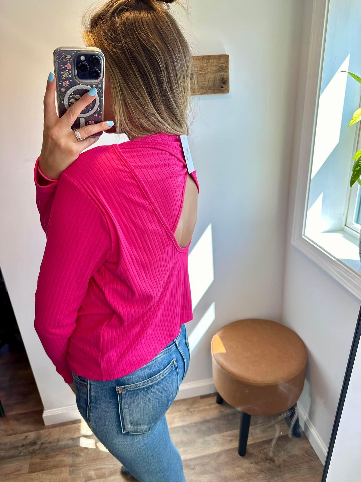 Hot Pink Open Back Top